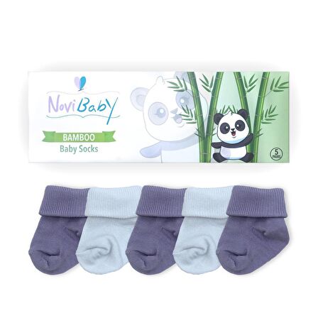 Novibaby 5'li Bambu Yenidoğan Bebek Çorabı I Cloudy I 0-6 ay 