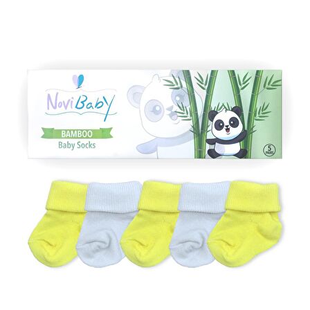 Novibaby 5'li Bambu Yenidoğan Bebek Çorabı I Sunshine I 0-6 ay 