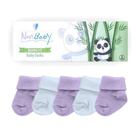 Novibaby 5'li Bambu Yenidoğan Bebek Çorabı I Purpy I 0-6 ay 