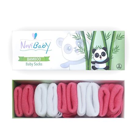 Novibaby 5'li Bambu Yenidoğan Bebek Çorabı I Coral I 0-6 ay 