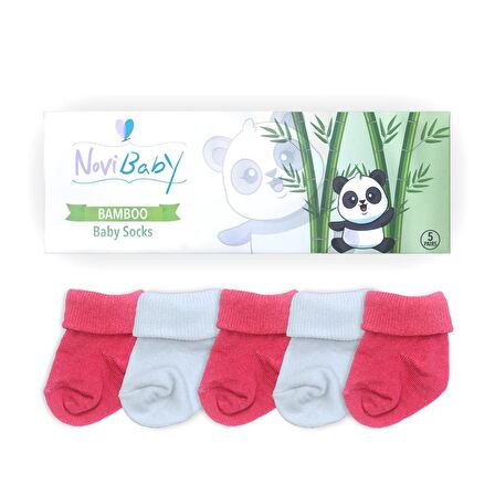 Novibaby 5'li Bambu Yenidoğan Bebek Çorabı I Coral I 0-6 ay 