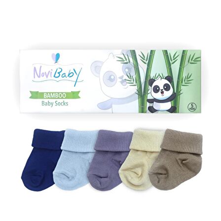 Novibaby 5'li Bambu Yenidoğan Bebek Çorabı I Winter Boy I 0-6 ay 