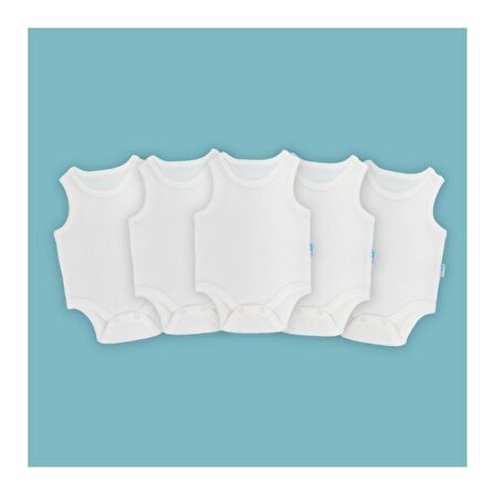 Novibaby 5'li Bebek Atlet Body Zıbın Çıtçıtlı Ekru 100% Pamuk 3-6 Ay