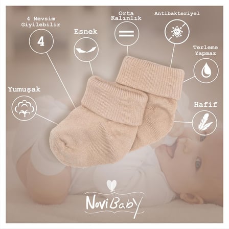 Novibaby 5'li Bambu Yenidoğan Bebek Çorap I Sweet I 0-6 ay