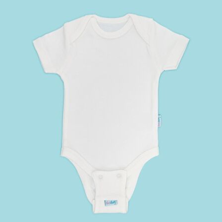 Novibaby 3'lü Bebek Body Zıbın Uzatma Aparatı (9,5 mm) Çıtçıtlı Ekru 100% Pamuk 12cm