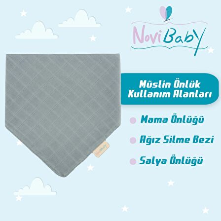 Novibaby Müslin Bebek Fular Önlük – Petrol – Mama Önlüğü Salya Bezi Ağız Mendili Bandana 30x30cm