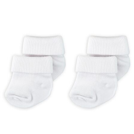 Novibaby 2'li Bambu Bebek Çorap I Snow White I 0-6 ay I Beyaz Yenidoğan Bebek Çorabı