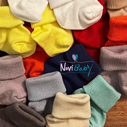 Novibaby 2'li Bambu Bebek Çorap I Snow White I 0-6 ay I Beyaz Yenidoğan Bebek Çorabı