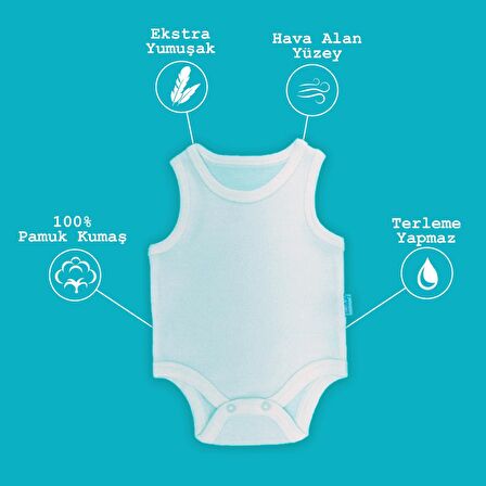Novibaby 6-9 Ay Bebek Atlet Body Zıbın Beyaz Çıtçıtlı 100% Pamuk 