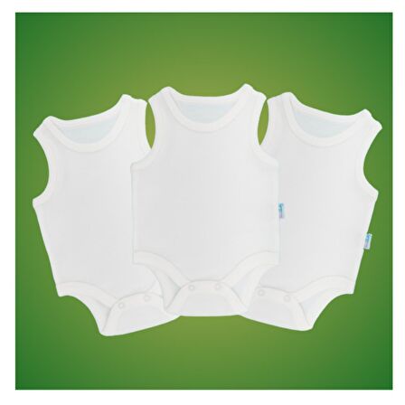 Novibaby 3'lü 12-18 Ay Bebek Atlet Body Zıbın Beyaz Çıtçıtlı 100% Pamuk 