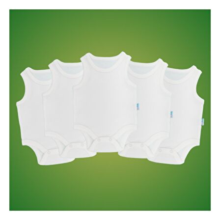 Novibaby 5'li 9-12 Ay Bebek Atlet Body Zıbın Beyaz Çıtçıtlı 100% Pamuk 