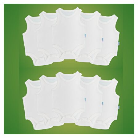 Novibaby 10'lu 24-36 Ay Bebek Atlet Body Zıbın Beyaz Çıtçıtlı 100% Pamuk 