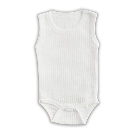 Novibaby 12-18 Ay Ribana Bebek Atlet Body Zıbın Beyaz Raporlu Çıtçıtlı 100% Pamuk 