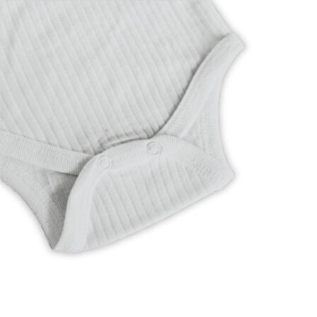 Novibaby 3'lü 0-3 Ay Ribana Bebek Atlet Body Zıbın Beyaz Raporlu Çıtçıtlı 100% Pamuk 