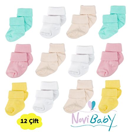 Novibaby 12'li Bambu Yenidoğan Bebek Çorap I Fresh I Kız Erkek Bebek Çorabı