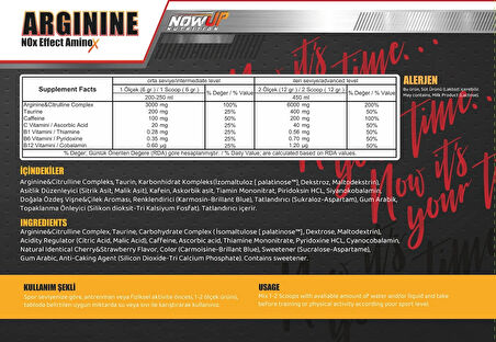 Nowup Nutrition Arginine Nitric Oxide Effect 360 gr Vişne & Çilek Aromalı