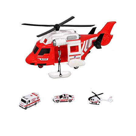 ERN-2004 Heroes Toys Helikopter Ambulans Seti Arabalı- Eren Oyuncak