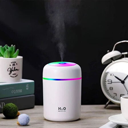 BUFFER® Usb Rengarenk Işıklı 300 ml Ulrasonik Hava Nemlendirici Buhar Makinesi Ve Hava Aroma Difüzör