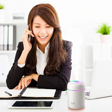 BUFFER® Usb Rengarenk Işıklı 300 ml Ulrasonik Hava Nemlendirici Buhar Makinesi Ve Hava Aroma Difüzör