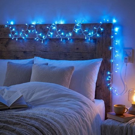 BUFFER® 10 Metre 100 Ledli 8 Fonksiyonlu Dekoratif Lambader Mavi Lamba