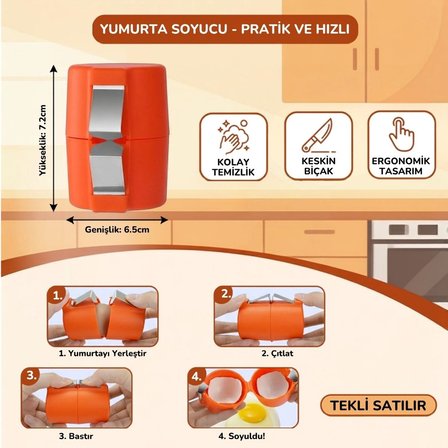 BUFFER® El Batmadan Pratik Yumurta Kırıcı – Tek Hamlede Kolay Yumurta Kırma Aparatı ve Mutfak Yardım
