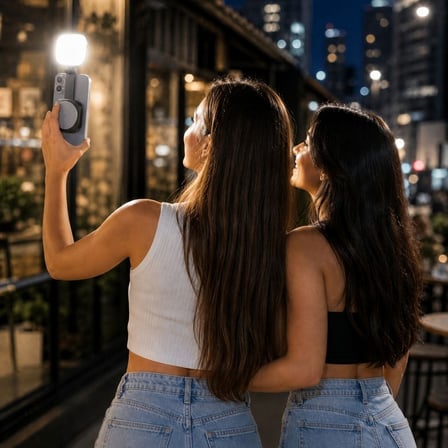 BUFFER® Çıkarılabilir Ayna Özellikli Manyetik Cep Telefonu LED Video Işığı, 5 Farklı Işık Modu ve 5 