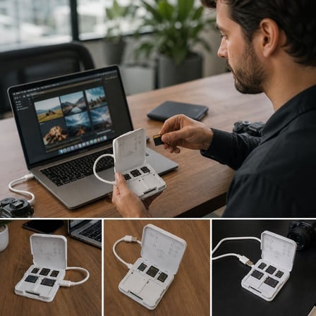 BUFFER® USB ve Type-C Uyumlu Çok Fonksiyonlu SD TF Kart Okuyucu, USB 3.0 5Gbps Yüksek Hızlı Veri Akt