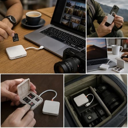 BUFFER® USB ve Type-C Uyumlu Çok Fonksiyonlu SD TF Kart Okuyucu, USB 3.0 5Gbps Yüksek Hızlı Veri Akt