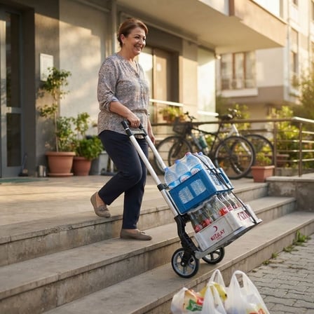 BUFFER® Katlanabilir Yük Taşıma Arabası, 2 Tekerlekli 75 Kg Kapasiteli Portatif Eşya ve Koli Taşıma 