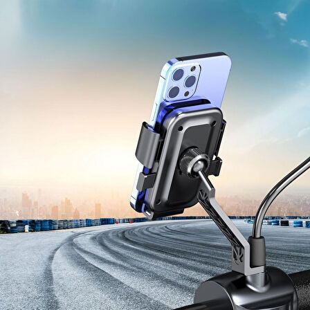 BUFFER® Motor,Motosiklet,Bisiklet ,Scooter İçin 360 Derece Dönebilen Dikiz Aynası Versiyonu Telefon 