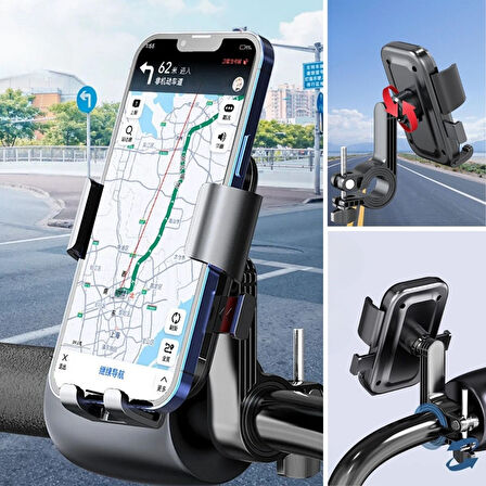 BUFFER® Motor,Motosiklet,Bisiklet ,Scooter İçin 360 Derece Dönebilen Gidon Versiyonu Telefon Tutucu 