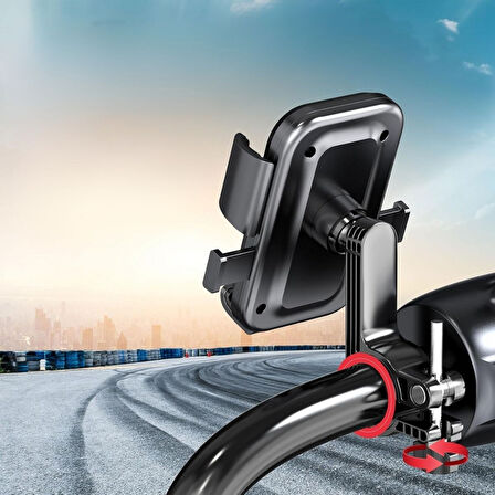 BUFFER® Motor,Motosiklet,Bisiklet ,Scooter İçin 360 Derece Dönebilen Gidon Versiyonu Telefon Tutucu 