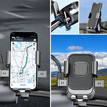 BUFFER® Motor,Motosiklet,Bisiklet ,Scooter İçin 360 Derece Dönebilen Gidon Versiyonu Telefon Tutucu 