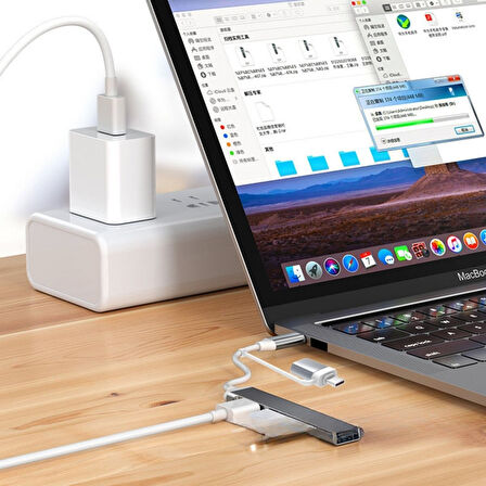 BUFFER® 4 Port'lu Bağlantı İstasyonu Ultra İnce USB Bölücü TYPE-C tipi Çoklu Arayüz Adaptörü Multi U