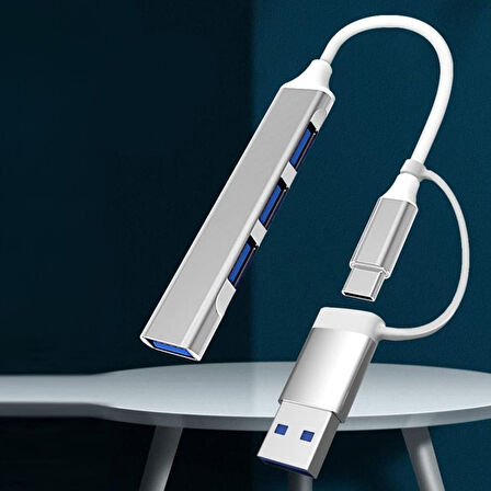 BUFFER® 4 Port'lu Bağlantı İstasyonu Ultra İnce USB Bölücü TYPE-C tipi Çoklu Arayüz Adaptörü Multi U