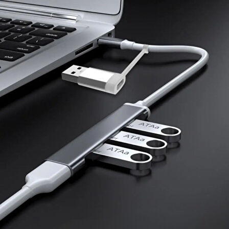 BUFFER® 4 Port'lu Bağlantı İstasyonu Ultra İnce USB Bölücü TYPE-C tipi Çoklu Arayüz Adaptörü Multi U