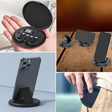BUFFER® 60w Destekli Kablo Kutusu Seyahat Kablo Seti 5'i 1 arada USB Type-C Şarj Kablosu Seti 