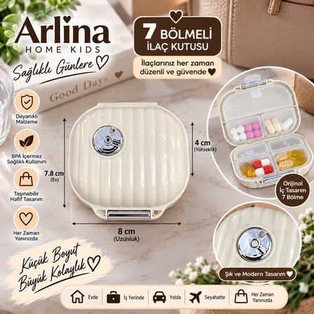 Arlina Home Kids 7 Bölmeli İlaç Kutusu Taşınabilir Seyahat Boy