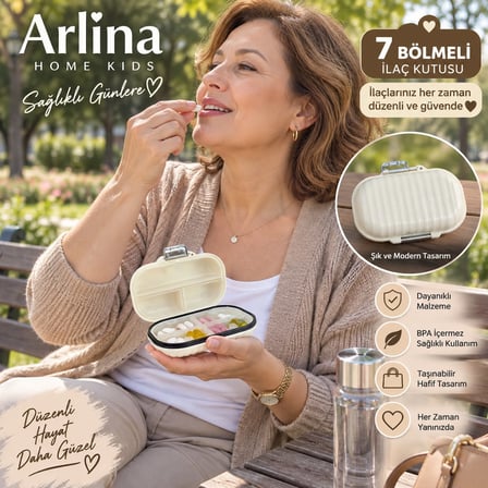 Arlina Home Kids 7 Bölmeli İlaç Kutusu Taşınabilir Seyahat Tipi Düzenleyici