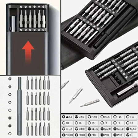 BUFFER® 25 Parça 24 farklı uçlu Mıknatıslı 25 in 1  Tornavida Seti