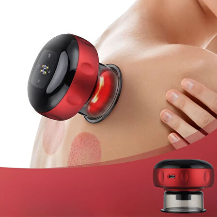 BUFFER® 12 Kademeli Sıcaklık Emişli Bardak Çekme Terapisi, Vakumlu Masaj Aleti,Terapi Cihazı Gua Sha