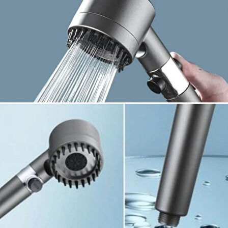 BUFFER® 3 Kademeli Turbo Basınçlı Masaj Başlıklı Silikon Fırçalı Duş Başlığı – Yüksek Basınçlı Su Ta