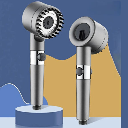 BUFFER® 3 Kademeli Turbo Basınçlı Masaj Başlıklı Silikon Fırçalı Duş Başlığı – Yüksek Basınçlı Su Ta