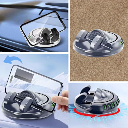 BUFFER® Numaratörlü Güçlü Yapışkanlı 360 Derece Dönebilen Su Geçirmez Araç İçi Telefon Tutucu Plasti