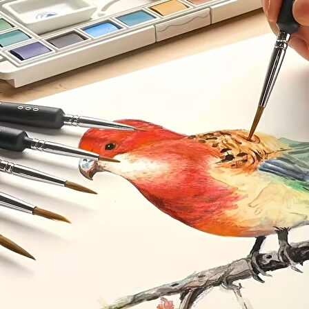 BUFFER®10 Adet Hobi ve Araba Rötüş Fırça Seti – İnce Detay Boyama, Model Yapımı ve Araç Çizik Giderm