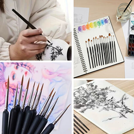 BUFFER®10 Adet Hobi ve Araba Rötüş Fırça Seti – İnce Detay Boyama, Model Yapımı ve Araç Çizik Giderm