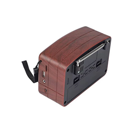 BUFFER® Küçük Boy Retro, Nostaljik, Ahşap Tasarım Bluetooth Hoparlörlü, Şarjlı, Taşınabilir Büyük Dö