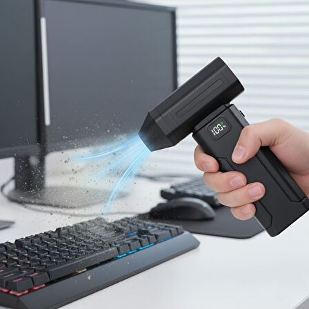 BUFFER® USB Şarjlı Güçlü Hava Üflemeli Toz Temizleyici Araç İçi, Klavye, PC ve Elektronik Cihaz Temi