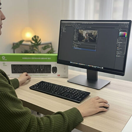 BUFFER® Kablosuz Q Klavye Mouse Seti Rahat Yazım, Sessiz Tuşlar, Ofis ve Ev Kullanımına Uygun Set YK