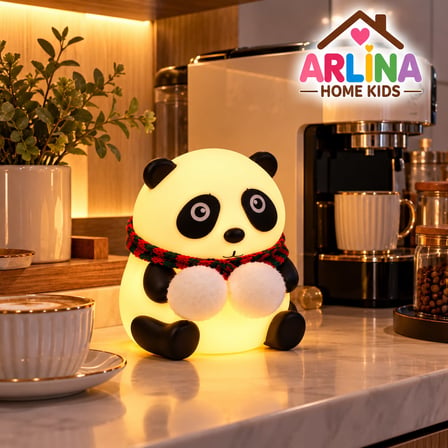 Sevimli Panda Gece Lambası RGB Renk Değiştiren Dokunmatik Silikon Bebek Çocuk Odası Şarjlı LED